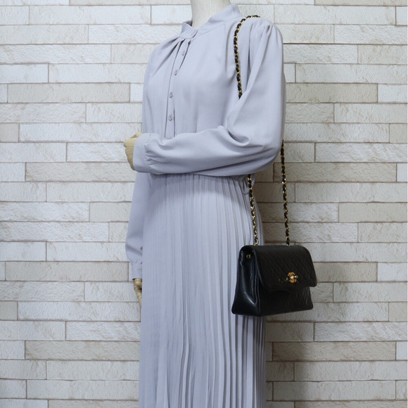 Chanel Bag Shoulder Lambskin Black Matelasse - Picture 1 of 9